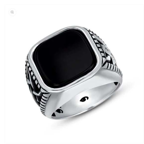 Sterling Silver 925 Oxidized Men's Ring - Picture 1 of 1